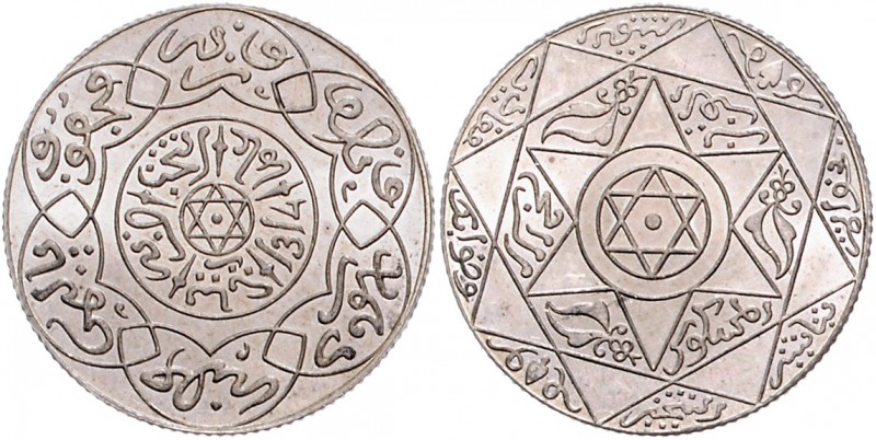 Marokko Abd al-Aziz 1873-1908 2 1/2 Dirhams 1896 Paris (1/4 Riyal) KM Y.6. 
 f....