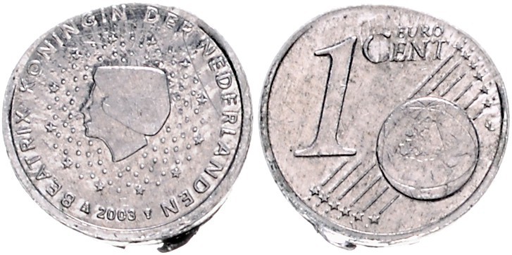 Niederlande Beatrix 1980-2013 1 Cent 2003 Probe oder Fehlprägung in Aluminium (!...