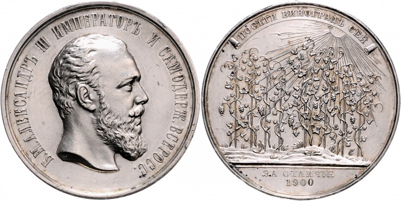 Russland Alexander III. 1881-1894 Silbermedaille 1900 (v. Grilliches) Preismedai...