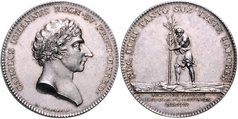 Schweden Karl XIV. Bernadotte als Kronprinz 1810-1818 Silbermedaille 1810 (v. M....