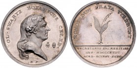 Schweden Karl XIV.Johan 1818-1844 Silbermedaille 1818 (v. M.F.) a.d. Tod von Olof Peter Swartz, schwedischer Botaniker 1760-1818, geprägt auf Veranlas...
