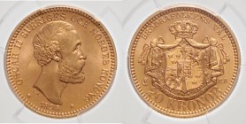 Schweden Oskar II. 1872-1907 20 Kronor 1898 Friedb. 93a (70). 
PCGS MS64 vz-st/st-
