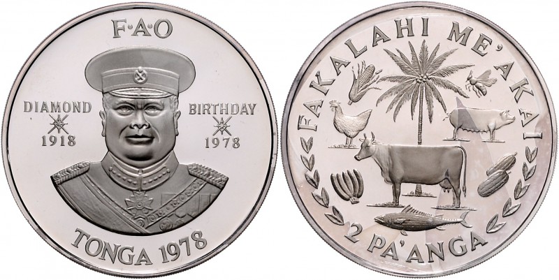 Tonga King Taufà ahau IV 1965-2006 Lot von 2 Stücken: 1 und 2 Pa´anga 1978, a.d....