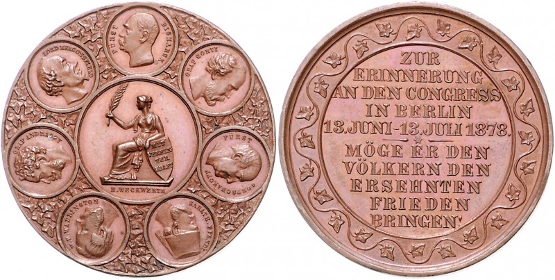 Sammlung Otto v. Bismarck Bronzemedaille 1878 (v.H.Weckwerth) a.d. Kongress in B...