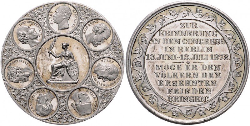 Sammlung Otto v. Bismarck Zinnmedaille 1878 (v.H.Weckwerth) a.d. Kongress in Ber...