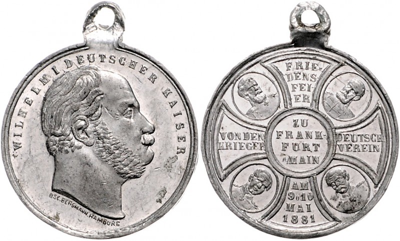 Sammlung Otto v. Bismarck Zinnmedaille 1881 (v. O. Bergmann) a.d. 10-jährige Fri...