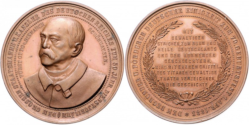 Sammlung Otto v. Bismarck Bronzemedaille 1885 (v. Drentwett) auf seinen 70. Gebu...