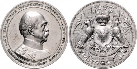 Sammlung Otto v. Bismarck Bronzemedaille 1885 versilbert (v. K. Schwenzer) auf seinen 70. Geburtstag und 50-jähriges Dienstjubiläum Bennert 34 var.. S...