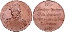 Sammlung Otto v. Bismarck Kupfermedaille 1888 (v.Lauer unsign.) auf seine Rede in der Reichstagssitzung vom 6. Februar Bennert 53. Slg. Bö. 5144 (Br.)...