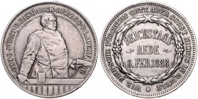 Sammlung Otto v. Bismarck Silbermedaille 1888 (v. Lauer unsign.) auf seine Rede in der Reichstagssitzung vom 6. Februar , i. Rd: EIN GEDAECHTNISSTHALE...