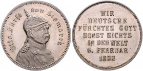 Sammlung Otto v. Bismarck Silbermedaille 1888 (v. Lauer unsign.) auf seine Rede in der Reichstagssitzung vom 6. Februar, i.Rd: 990 Bennert 58 var.. Sl...