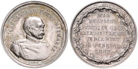 Sammlung Otto v. Bismarck Lot von 2 Stücken: auf seine Rede in der Reichstagssitzung vom 6. Februar, 1x Silber (v. Lauer) i.Rd: 0,990 u. 1x Silber (v....