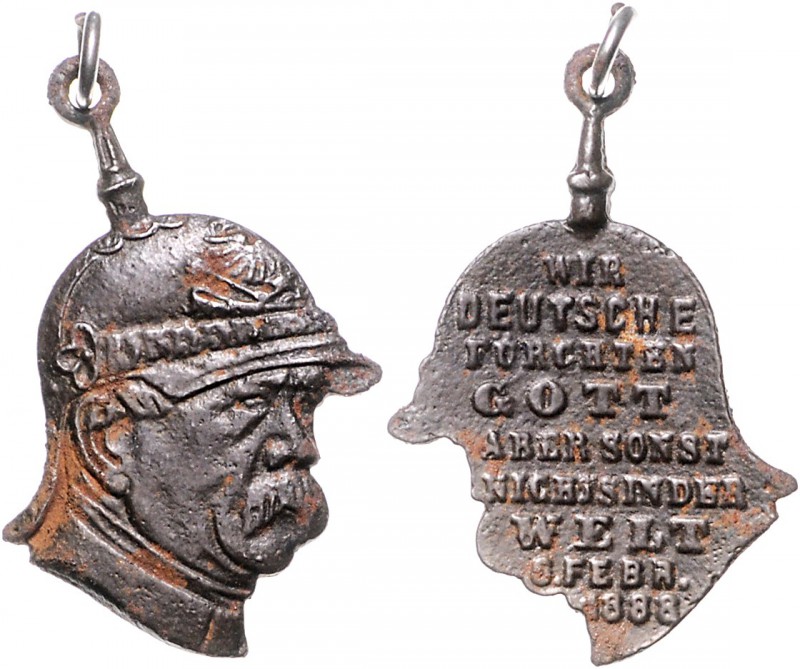 Sammlung Otto v. Bismarck Anhänger o.J. aus Eisen Bismarckkopf mit Helm Bennert ...