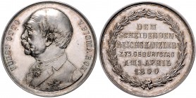 Sammlung Otto v. Bismarck Silbermedaille 1890 (v. O.Bergmann) auf seine Entlassung u. seinen 75. Geburtstag Bennert 78N. Slg. Bö. 5237 (Br.). 
kl. Sr...
