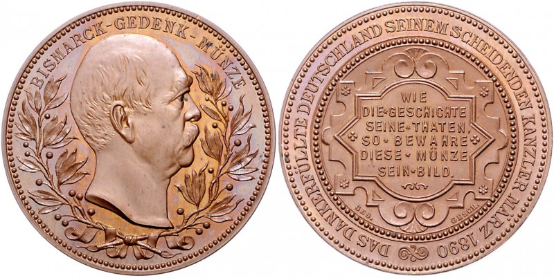 Sammlung Otto v. Bismarck Kupfermedaille 1890 (v. Drentwett) auf seine Entlassun...