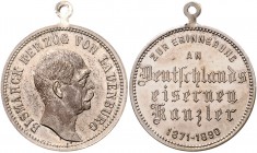 Sammlung Otto v. Bismarck Bronzemedaille 1890 versilbert (v. W.&M., unsign.) Zur Erinnerung an Deutschlands Eisernen Kanzler 1871-1890 Bennert 82. Slg...