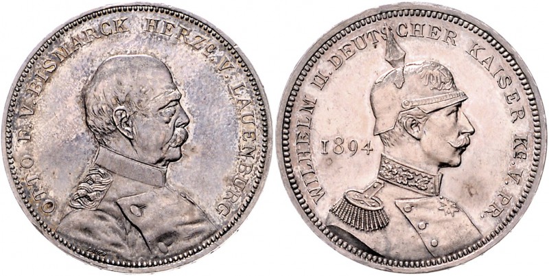 Sammlung Otto v. Bismarck Silbermedaille 1894 (v. Lauer) a.d. Aussöhnung mit Kai...
