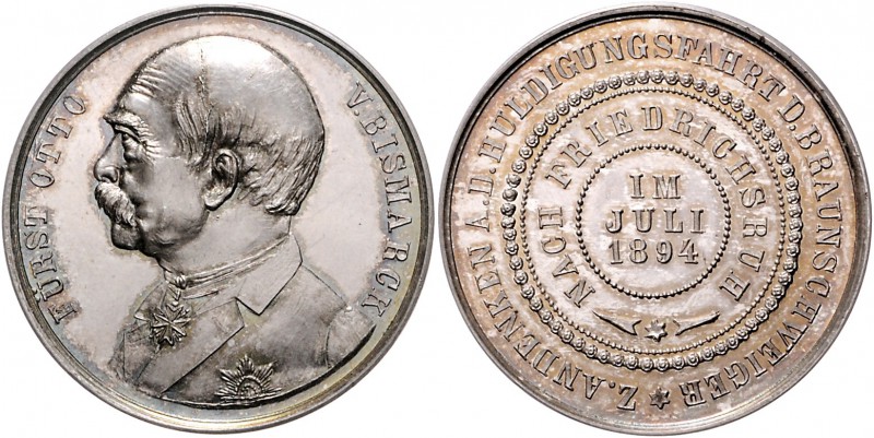 Sammlung Otto v. Bismarck Silbermedaille 1894 (v. O. Bergmann) a. d. Huldigung d...