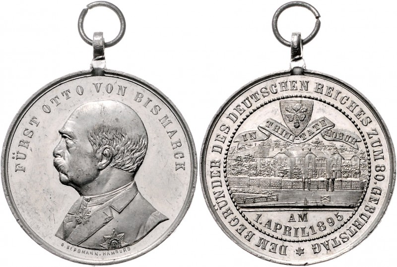 Sammlung Otto v. Bismarck Lot von 2 Stücken: (v. O. Bergmann) Zinnmedaille 1894 ...