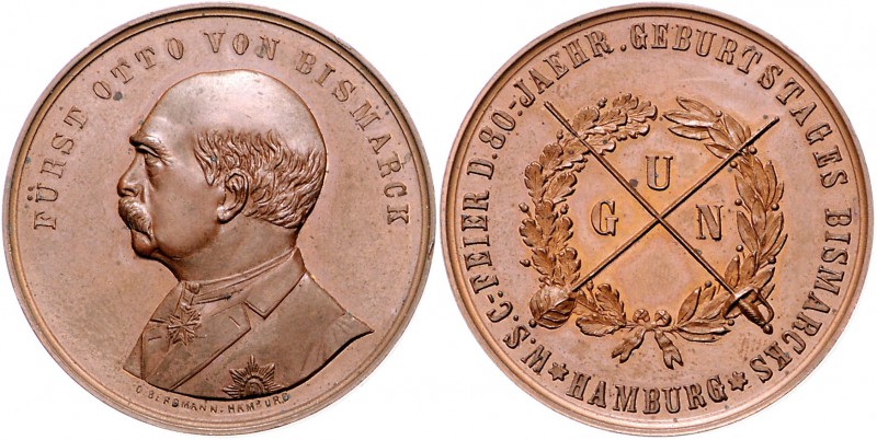 Sammlung Otto v. Bismarck Kupfermedaille 1895 (v. O. Bergmann) a. d. W.S.C. Feie...