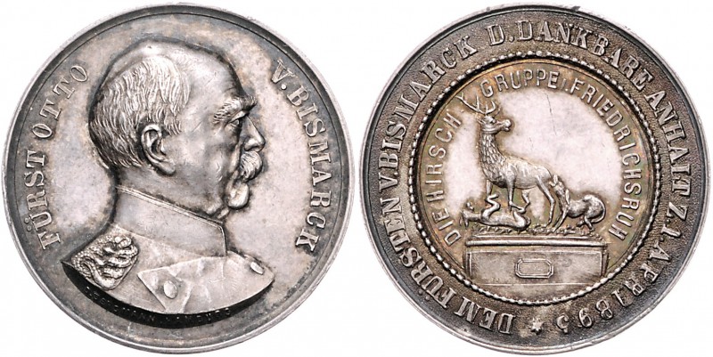 Sammlung Otto v. Bismarck Silbermedaille 1895 (v. O. Bergmann)Das dankbare Anhal...
