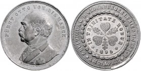 Sammlung Otto v. Bismarck Zinnmedaille 1895 (v. O. Bergmann) a.d. Huldigung der Oldenburger in Friedrichsruh am 21. April Bennert 172 (Cu). Slg. Bö. 5...