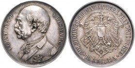 Sammlung Otto v. Bismarck Silbermedaille 1895 (v. O. Bergmann) a.d. Huldigung der Rheinländer in Friedrichsruh am 19. Mai Bennert 174 (Cu). Slg. Bö. 5...