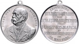 Sammlung Otto v. Bismarck Aluminiummedaille 1895 (unsign.) auf die Huldigungsfahrt der Schleswig-Holsteiner in Friedrichsruh am 26. Mai Bennert -. Slg...