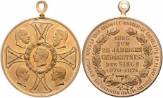Sammlung Otto v. Bismarck Messingmedaille 1895 (unsign.) aus erobertem französischem Geschütz - auf die Siege 1870/71 Bennert 182. Slg. Bö. 5397. 
mi...