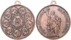 Sammlung Otto v. Bismarck Kupfermedaille 1895 (v. Balmberger) a.d. 25-jährige Jubiläum des Feldzugs 1870/71 Bennert 186. Slg. Bö. -. 
mit Orig.Öse, 4...