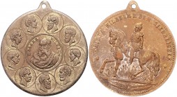 Sammlung Otto v. Bismarck Messingmedaille o.J. (v.Bergmann, unsign.) auf 25 Jahre Sieg über Frankreich Bennert 589. Slg. Bö. -. 
mit Orig.Öse, 38,1mm...