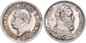 Sammlung Otto v. Bismarck Silbermedaille o.J. (v. Lauer, unsign.) Kopf Bismarcks / Karl I. König v. Württemberg, i.Rd: SILBER 990 Bennert 300 var.. Sl...
