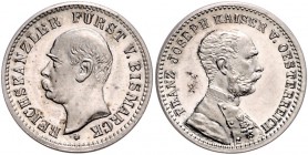 Sammlung Otto v. Bismarck Silbermedaille o.J. (v. Lauer, unsign.) Kopf Bismarcks / Kaiser Franz Joseph., i.Rd: SILBER 990 Bennert 306 var.. Slg. Bö. -...