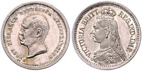 Sammlung Otto v. Bismarck Silbermedaille o.J. (v. Lauer, unsign.) auf Bismarck und Königin Victoria von Großbritannien, i.Rd: SILBER 990 Bennert 323. ...