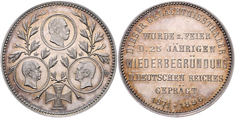 Sammlung Otto v. Bismarck Silbermedaille 1896 auf das 25-jährige Bestehen des De...