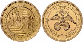 Sammlung Otto v. Bismarck Bronzemedaille 1896 vergoldet (v. Wiesbadener Metallwarenfabrik) auf die 25-Jahrfeier der Kaiserproklamation zu Versailles B...