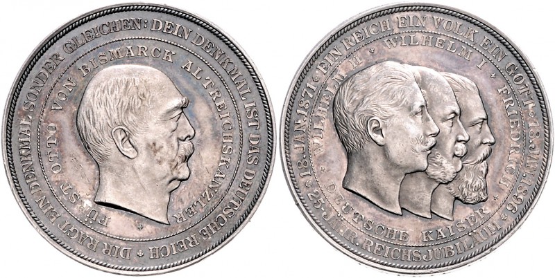Sammlung Otto v. Bismarck Silbermedaille 1896 (v. Oertel, unsign.) auf das 25-jä...