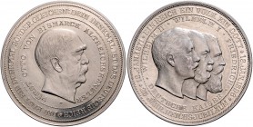 Sammlung Otto v. Bismarck Silbermedaille 1896 (v. Oertel, unsign.) auf das 25-jähr. Reichsjubiläum und seinen 81. Geburtstag, ohne Randschrift, dünner...