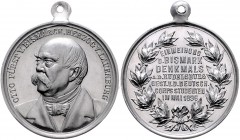 Sammlung Otto v. Bismarck Aluminiummedaille 1896 (unsign.) a.d. Einweihung des Denkmals a.d. Rudelsburg, gestiftet von den Deutschen Corps Studenten B...