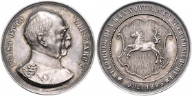 Sammlung Otto v. Bismarck Silbermedaille 1896 (v. Bergmann) auf die Huldigung der Hannoveraner in Friedrichsruh Bennert 201. Slg. Bö. 5430 (Br.). 
35...