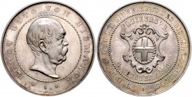 Sammlung Otto v. Bismarck Silbermedaille 1896 (v. Wiesbadener Metallwarenfabrik) auf die Einweihung des Bismarckdenkmals in Freiburg i/B. Bennert 202....