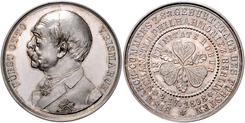 Sammlung Otto v. Bismarck Silbermedaille 1898 (v. Bergmann) auf den Kommers zu s...