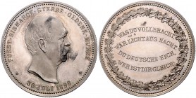 Sammlung Otto v. Bismarck Silbermedaille 1898 - Gedenk-Münze (v. Drentwett, unsign.) auf seinen Tod, mit Riffelrand Bennert 217. Slg. Bö. 5528. 
kl.R...