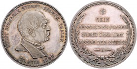 Sammlung Otto v. Bismarck Silbermedaille 1898 - Gedenk-Thaler (v. Drentwett, unsign.) auf seinen Tod, mit 4 Palmblättern unter der Schrift Bennert 218...