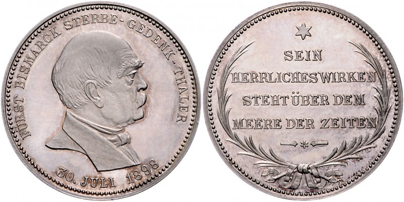 Sammlung Otto v. Bismarck Silbermedaille 1898 - Gedenk-Thaler (v. Drentwett, uns...