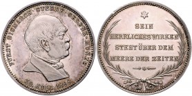 Sammlung Otto v. Bismarck Silbermedaille 1898 - Gedenk-Münze (v. Drentwett, unsign.) auf seinen Tod, mit 5 Palmblättern unter der Schrift Bennert 219....