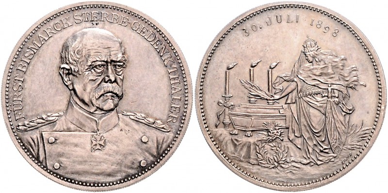 Sammlung Otto v. Bismarck Silbermedaille 1898 (v. Lauer) auf seinen Tod, Sterbe-...