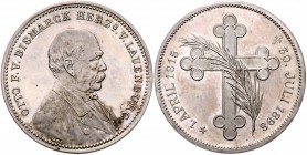 Sammlung Otto v. Bismarck Silbermedaille 1898 (v. Lauer) auf seinen Tod, langer Stiel des Palmwedels, i.Rd: EINE GEDENKMÜNZE Bennert 227. Slg. Bö. 546...