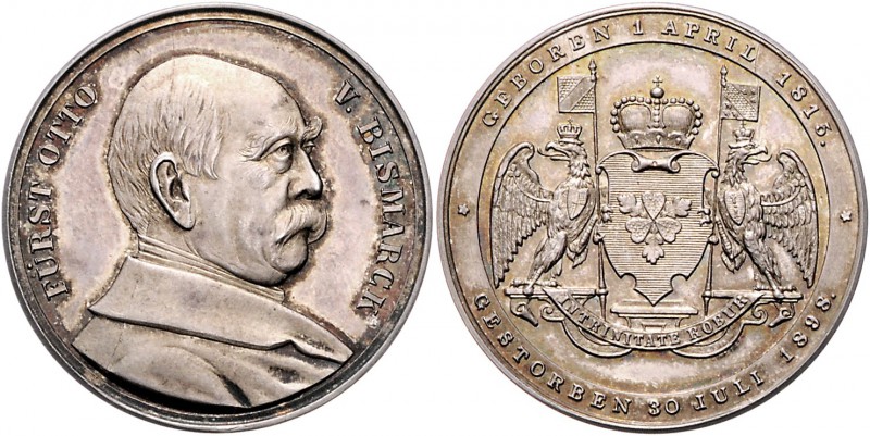 Sammlung Otto v. Bismarck Silbermedaille 1898 (v. Weckwerth) auf seinen Tod Benn...
