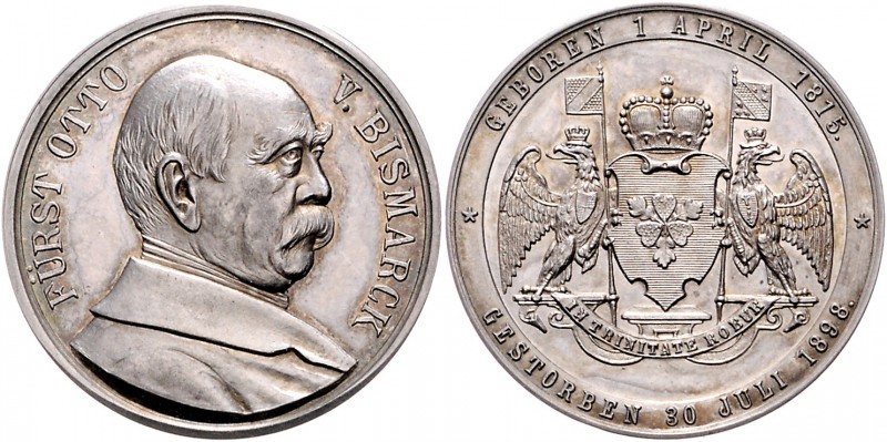 Sammlung Otto v. Bismarck Silbermedaille 1898 (v. Weckwerth) auf seinen Tod, Var...